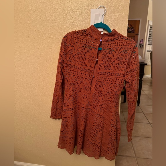 Free people Burnt Orange Lace High Neck Dress - Picture 4 of 4